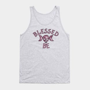 Triple Goddess Skull Blessed Be Purple Flame Tank Top